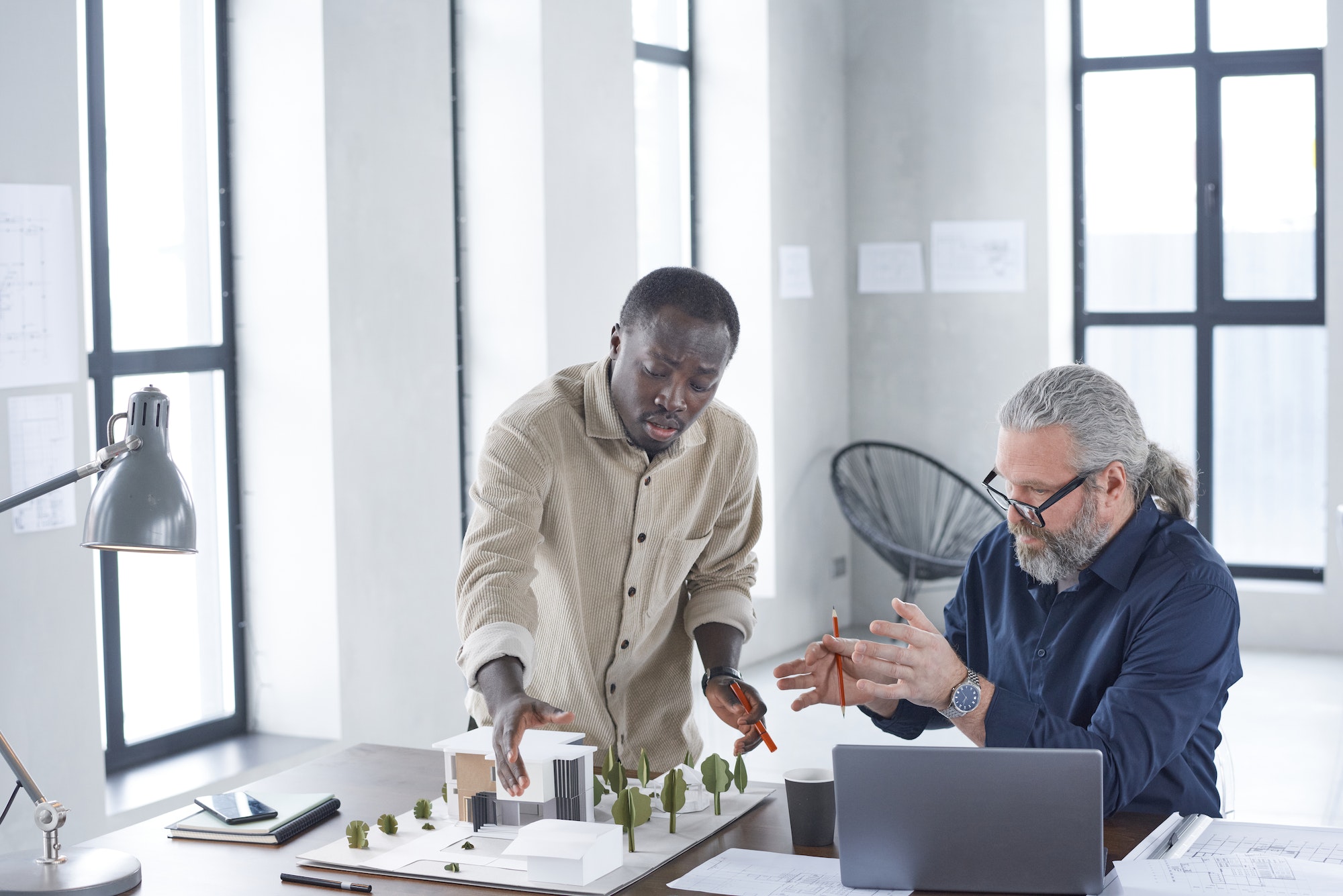 People working with building construction